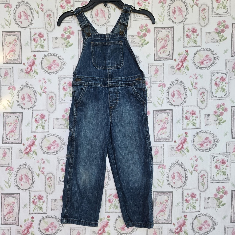 Wrangler Kids Blue Denim Bib Overall Carpenter Style Pockets Adjustable Strap 4t